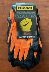 12 Pair Diesel Orange Safety Gloves Latex Coated Grip Cut Resistant
