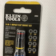 Klein Tools 32934 9-in-1 Impact Rated Flip Socket Set
