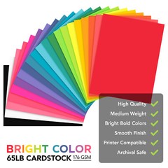 Lift-Off Lemon Bright Color Cardstock, 65lb Cover (176GSM), 8.5 x 11, 50 Sheets