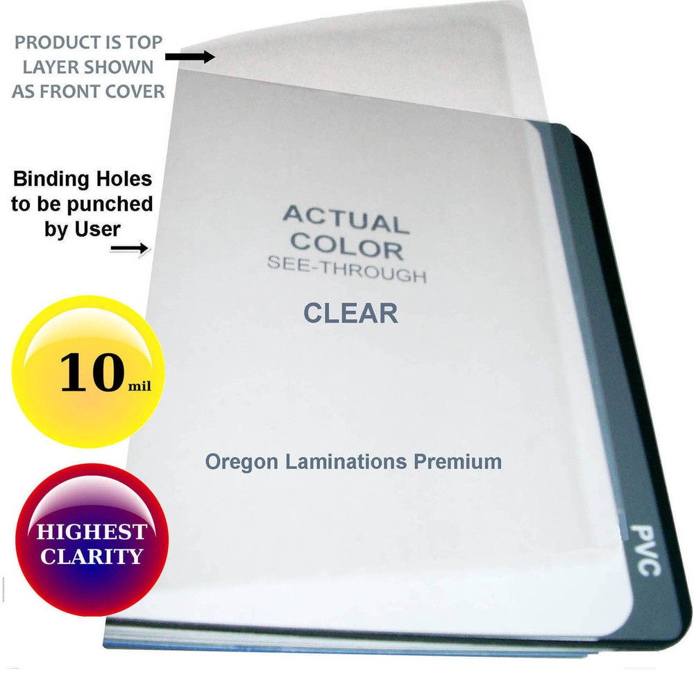 10 Mil Clear Report Covers 8-1/2 x 11 [100/pk] Plastic Binding Sheets unpunched