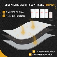 LF667(X2) LF3654 FF5507 FF5369 Filter Kit, Compatible With Volvo D13 Oil Change