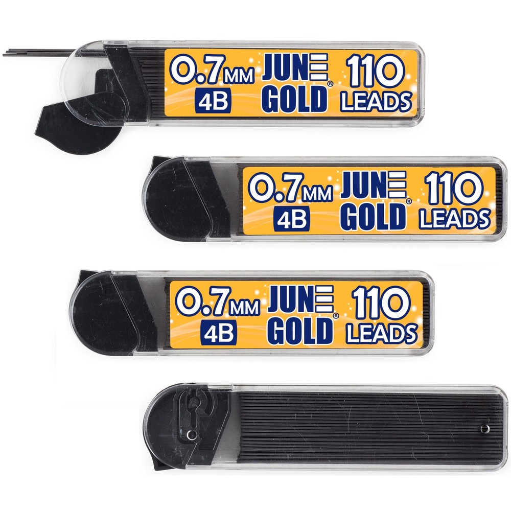 June Gold 440 Pieces, 0.7 mm 4B Lead 110 Count (Pack of 4), 4b Graphite