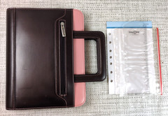 Franklin Covey Day One Classic Zip Binder w/Handles 7 Rings 1″ Brown Pink