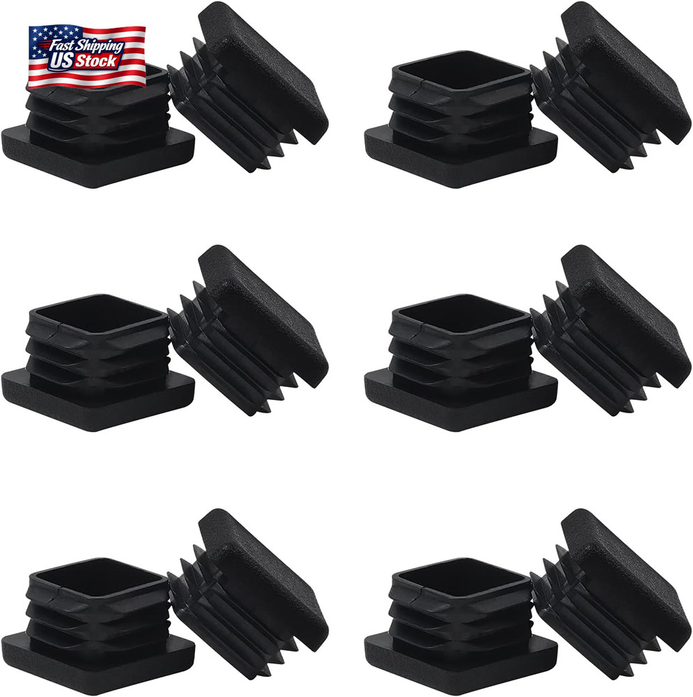 WZB 1 1X1 Square Tube End Cap Plastic Plugs 12 Pack, 1X1 1 Inch Square Tubing Pl