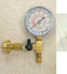 CGA600-R12 to 1/4″ Male Flare With On/Off Valve, Gauge & Brass Cap