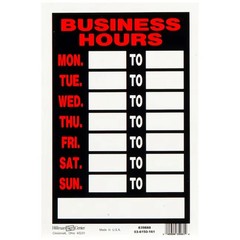 Hillman Business Hours 12-in x 8-in Plastic Business Sign