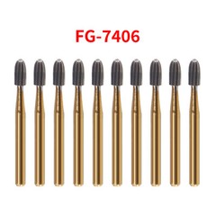 SANDENT 10pcs/pk Dental Trimming&Finishing Gold Carbide Burs 7404/7406/7408 ns