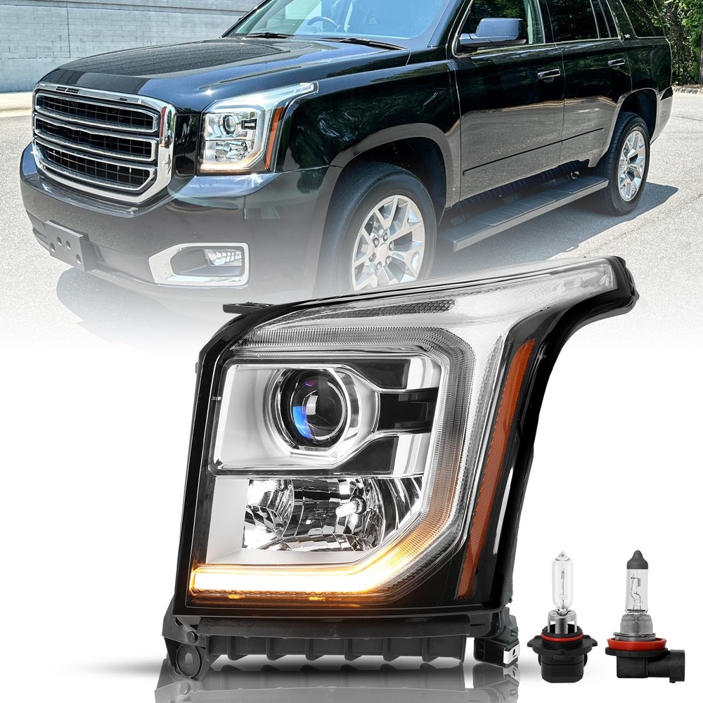 2015-2020 GMC YUKON/XL SLT/SLE Halogen Headlamp LED DRL OE LH w/ Bulbs