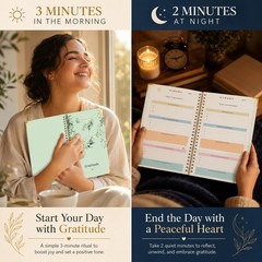 Gratitude Journal Hardcover,Colorful Layout Design 5.9 x 8.6 inches, Green