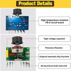 Electric Motor Variable Speed Controller – 120V~220V 15A 4000W AC Motor Speed US