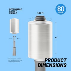 Clear 4 Inch 400 Ft 80 Gauge Heavy Duty Shrink Wrap Stretch Film Roll 12Pack
