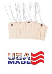 1000- 3 3/4″ x 1 7/8″ Size 3 Manila Inventory Shipping Hang Tags with Wire 13 Pt