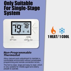 Heagstat Non-Programmable Thermostats for Home Conventional White Backlight