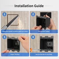 5 Pack 2-Gang Black Old Work Electrical Box, PVC, 25 Cu In, ETL, Retrofit