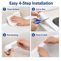 Waterproof Caulk Tape Sealant Strip Bath Kitchen Sink Toilet 0.87in x 10.5ft