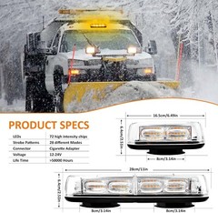72 LED Roof Top Strobe Beacon Light Bar for Tow Trucks Snow Plow & Emergency car