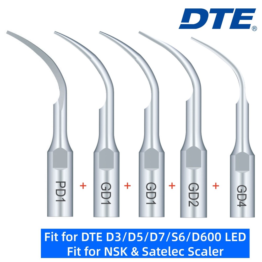 DTE Dental Ultrasonic Piezo Scaler Tips 2x GD1, GD2 GD4 PD1 Assorted Kit