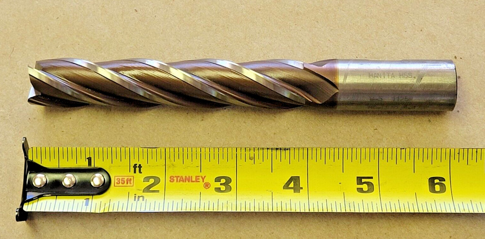 3/4″ X 3/4″ X 4″ HANITA 1125 HSS END MILL LEAD 4.173, 4FLUTE OAL CUT TO 6-1/8″