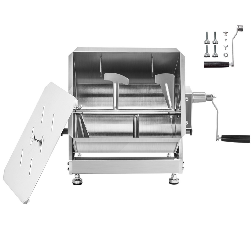 15LB Tilt Manual Meat Mixer Hand Meat Sausage Mixing Machine Stainless Steel