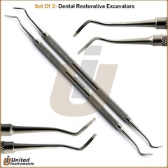 Set Of 2 Dental Blade Spoon Excavators Removal Of Caries Dentin Lab Tools