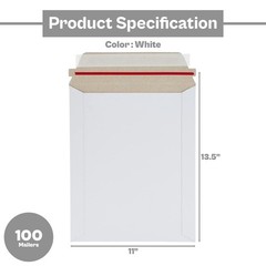 100 White Rigid Photo Document Envelopes 11 x 13.5 Self Seal Postal Mailers