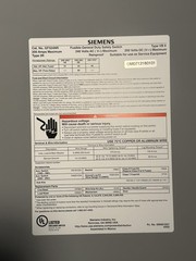 Siemens GF324NR Safety Switch 200A 240V 3P 4W Fused NEMA 3R