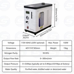 300ml 500ml/min Nitrogen Gas Maker Generator N2 High Purity Nitrogen Generator