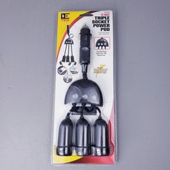 12 volts Triple Socket Power Pod, 3 individual led, Black