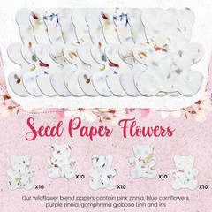Handmade Plantable Wildflower Seed Paper Tags – 50 Pcs Wedding Favors (Bear)