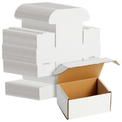 50-Pack White Corrugated Packaging Boxes 4x3x2, Bulk Small Cardboard Foldable…