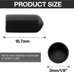 60PCS round Rubber End Caps 1/8 Inch/3Mm Screw Thread Protectors round Tube Bolt