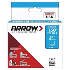Arrow 3/8-inch Galvanized Steel T50 Staples, Divergent Point, 1,250-Count