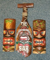 Tropical Island Theme Restaurant Handmade Wood Tiki Wall Decor, Salty Pirates 3