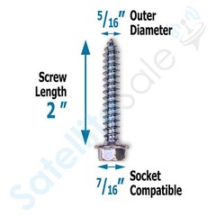 SatelliteSale General Purpose 5/16″ O.D. Hex Head Lag Screws Zinc Plated