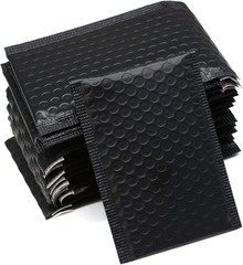 25 Pack 4×6 Inches Small Black Poly Bubble Lined Mailers Padded Shipping Enve…