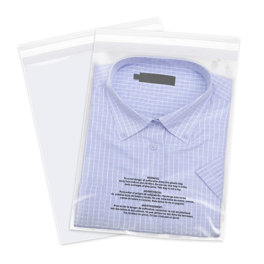 WEPOLY – 8″ x 10″ (100 Count) Self Seal Clear Poly Bags with Suffocation Warn…