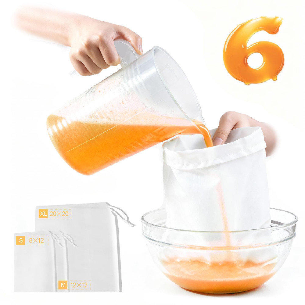 Gokyvei Nut Milk Bag Reusable 6 Pcs 20X20/12X12/12X8 Cheese Cloths For