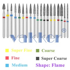 10/pk Vakker Dental Flame Diamond Burs FG Polishing Burs for High Speed 860 863