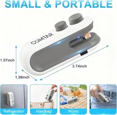 Mini Bag Sealer With Cutter And Magnet, 2 In 1 Rechargeable Vacuum Sealer Bag…