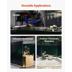 Uimoso 3-Panel Welding Screen with Frame, 6 x 8 FT, Includes 12 Wheels