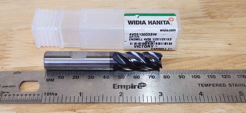 Widia Hanita 1/2″ x 1/2 x 1 x 3 CH.02 Solid Carbide End Mill 4V0513005SW