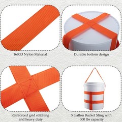 4 PCS Bucket Sling for 5 Gallon Bucket,1.6 Inch Wide Handling Sling Heavy 1680D