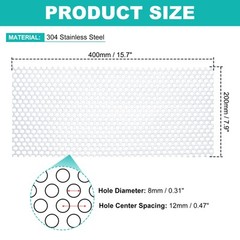 15.7″ x 7.9″ 304 Stainless Steel 0.31″ Hole 19GA Expanded Metal Mesh Screen
