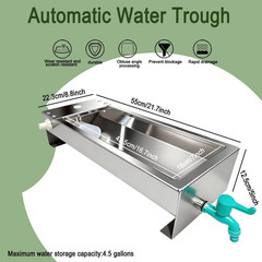 Automatic Livestock Water Trough 3 Gallons/12 Quart Livestock Animal Stainless S