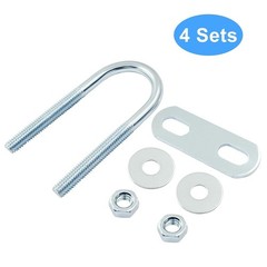 M6 U Bolts, 1 Inch Wide, 25mm x 70mm, 4 Sets | Round U-Bolts, Frame Plates, N…