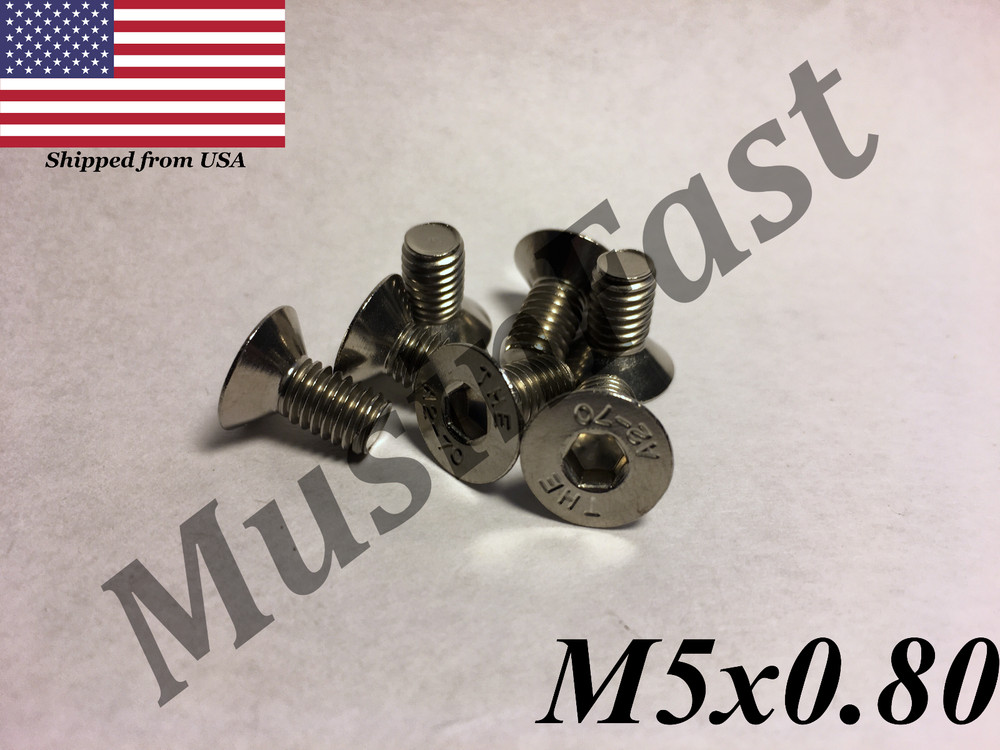 M5 x 0.8 Flat Head Socket Cap Screw 18-8 Stainless Steel 8,10,16,20,40,50mm Long