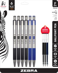 Pen F 301 RT BP Pen 6 Pk (4Bk,2,Bl) + 3 Bonus