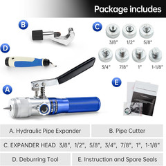 HVAC Hydraulic SWAGING Tool Kit for Copper Tubing Expanding 3/8 Inch to 1-1/8 In