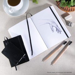Pentalic 4″ x 6″ Pocket Sketchbook Traveler 4-inch x 6-inch, Black, Black
