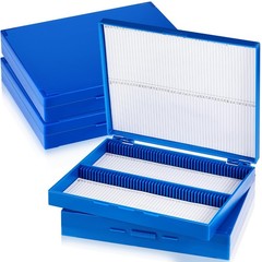 Wonderjune 4 Pcs Microscope Slide Storage 7.87 x 6.30 x 1.26 Inches, Blue